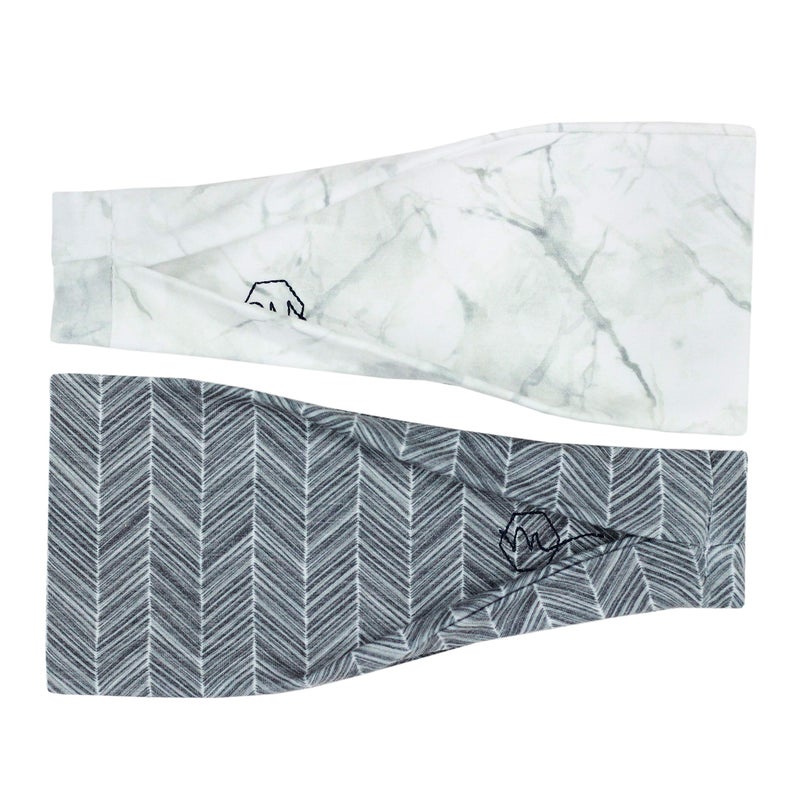Maven Thread Granite, Women's Workout Headbands, 4" Thick Non Slip Sweatbands for Women, Wide Headbands for Women, Sports Running Headband for Exercise, Gym hairband Athletic Workouts and Yoga 2Pack - Image 1